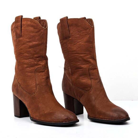 Born Women Crown Brown Leather Western Cowboy Heel Boots size 10 - Picture 1 of 7